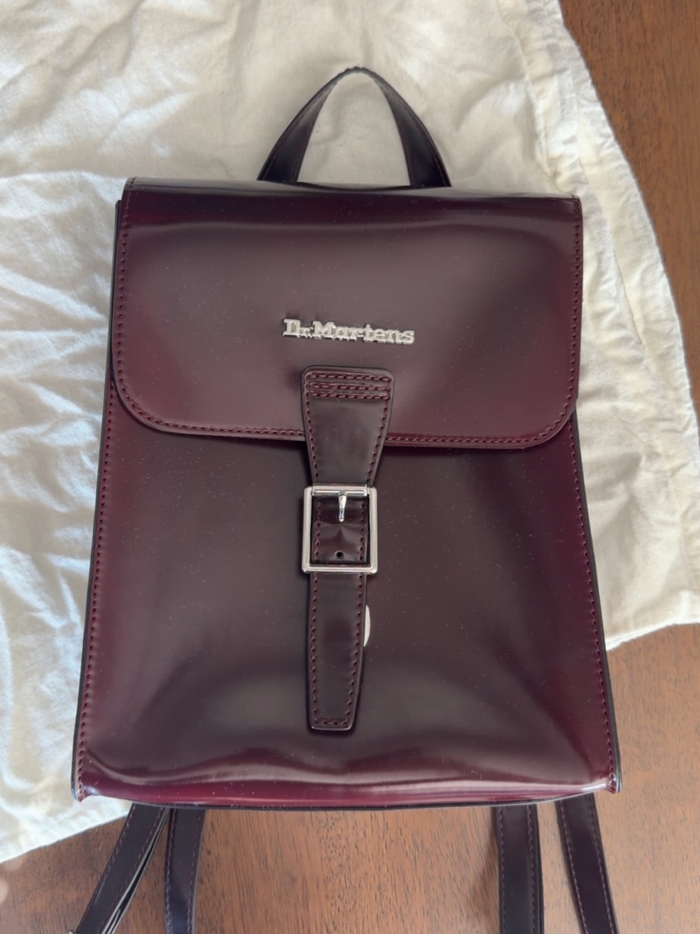 Dr. Martens Deep Burgundy Leather Backpack with Silver Hardware